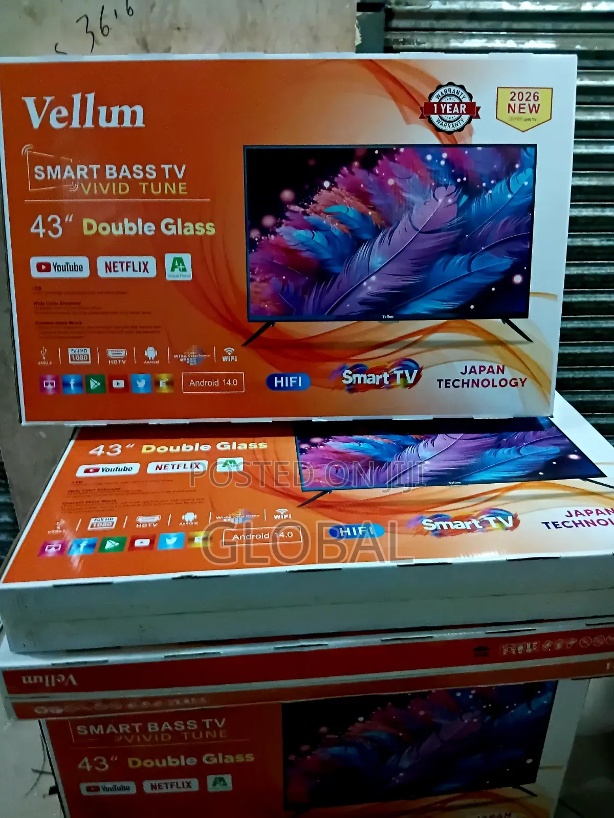43"Inch Vellum Android 14.2026"New TV