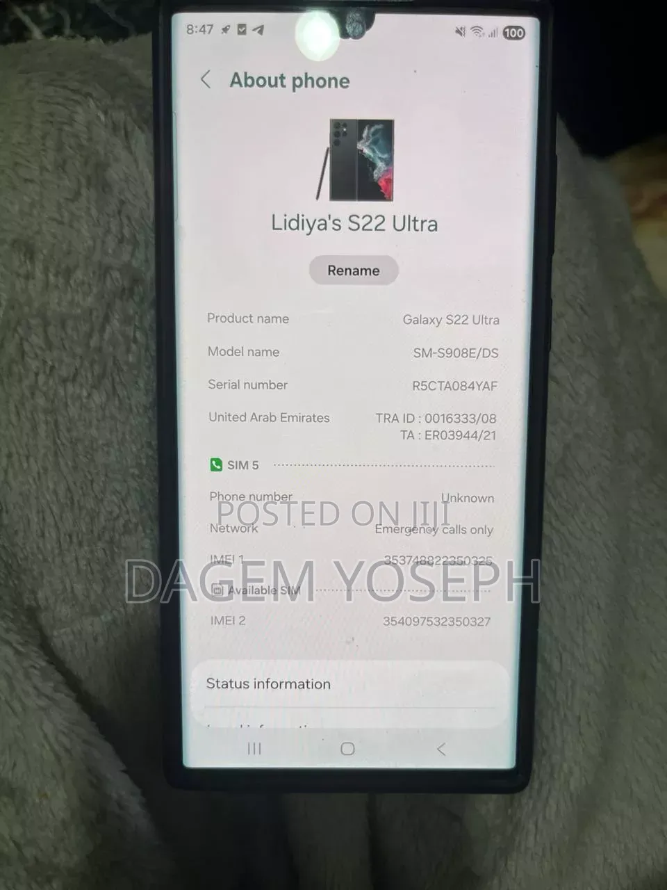Samsung Galaxy S22 Ultra 128 GB Black