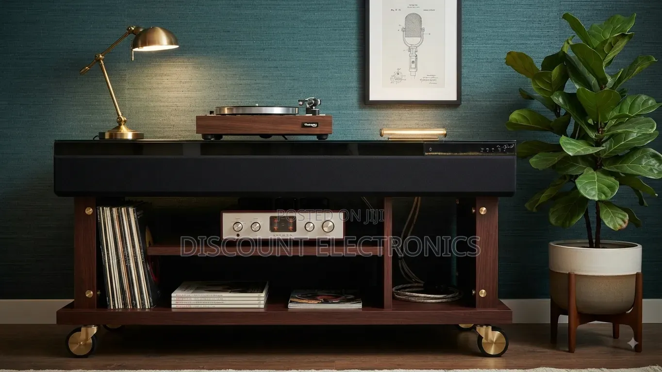 Modern Vintage Integrated Soundbar TV Stand Media Console