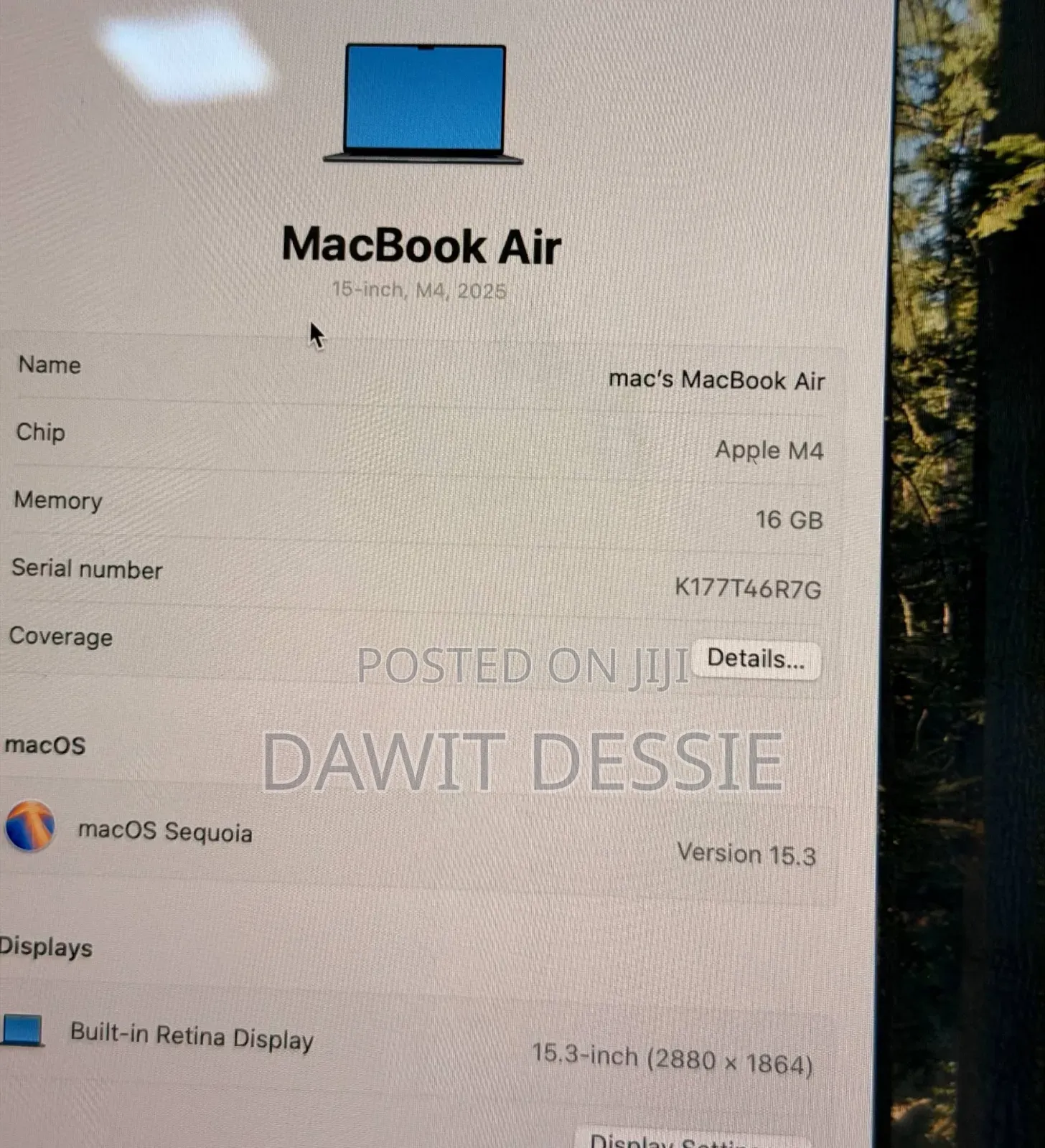 New Laptop Apple MacBook Air 2025 M4 16GB Apple M4 SSD 256GB