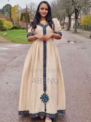 Elegant Cream Ethiopian Habesha Kemis With Traditional Embroidery
