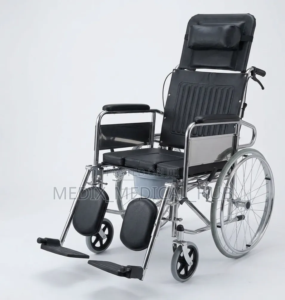 Brand New Reclining Commode Wheelchair With Headrest