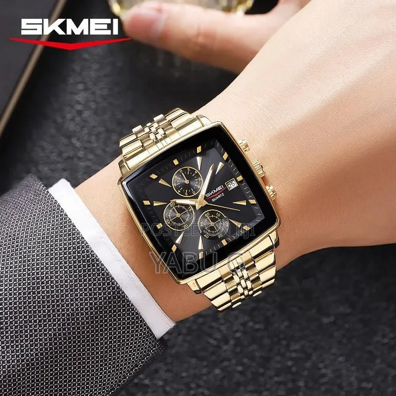 Waterproof Top Brand SKMEI Wristwatches Quartz Casual Date Mens Square