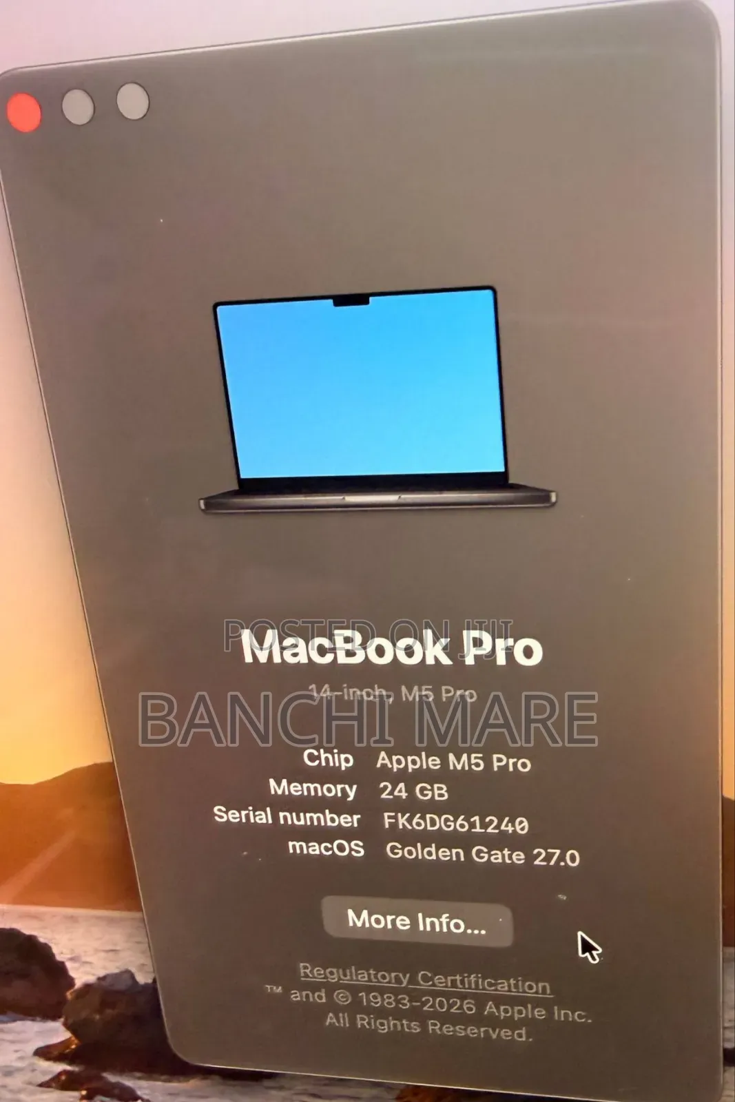 New Laptop Apple MacBook Pro 2026 M5 Pro 16GB Apple M5 Pro SSD 1T