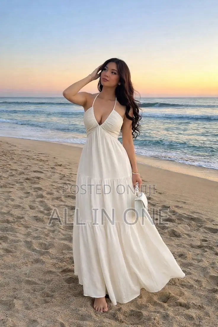 Sleeveless v Neck Line Summer Dress