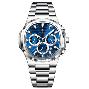 POEDAGAR Men's Stainless Steel Chronograph Wristwatch, Waterproof