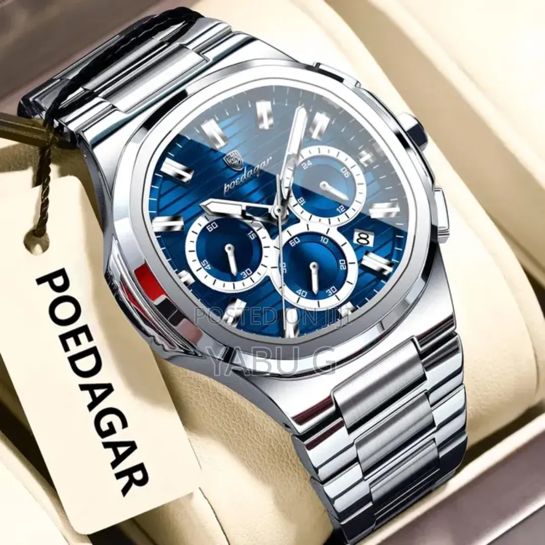 POEDAGAR Business Man Wristwatch Date Chronograph Waterproof