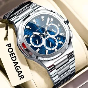 POEDAGAR Business Man Wristwatch Date Chronograph Waterproof