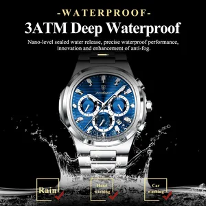 POEDAGAR Business Man Wristwatch Date Chronograph Waterproof