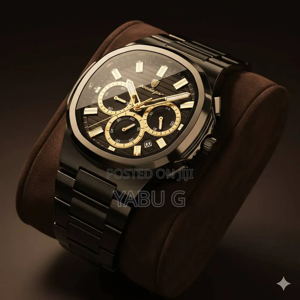 Black Poedagar Luxury Mens Chronograph Watch