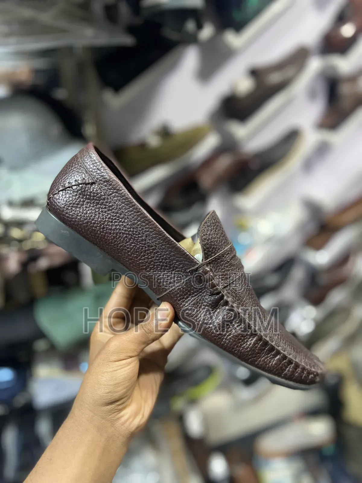 Pebbled Leather Penny Loafers
