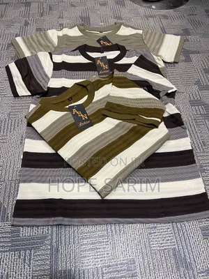 ASN Fashion Textured Waffle-Knit Striped Tee