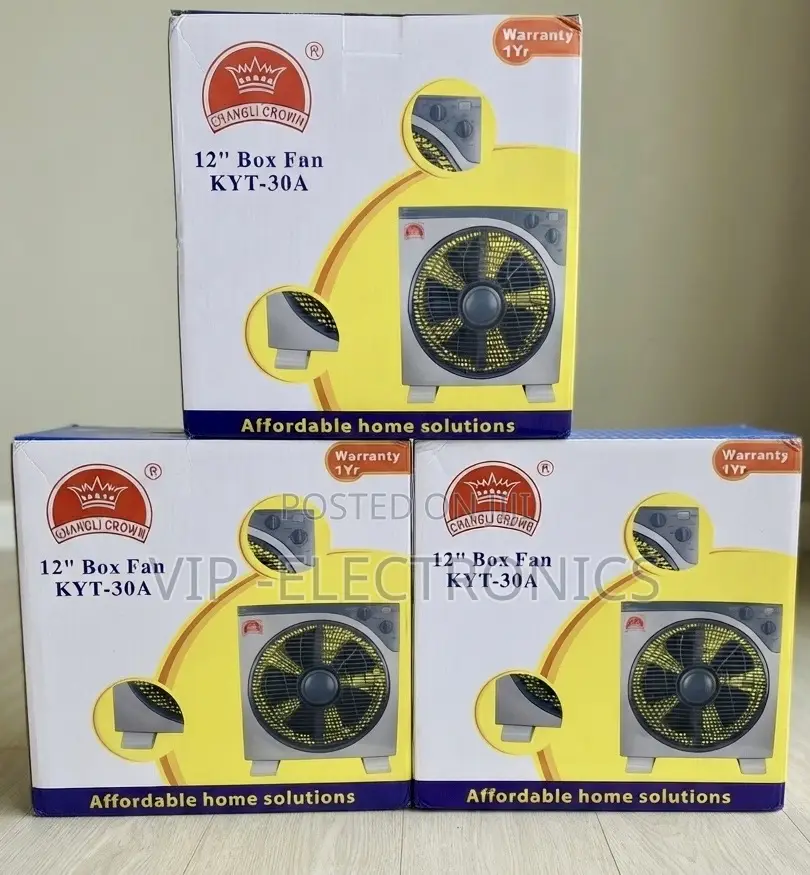 Changli Crown Box Fan 12 Inch– KYT-30A | 3 Pack