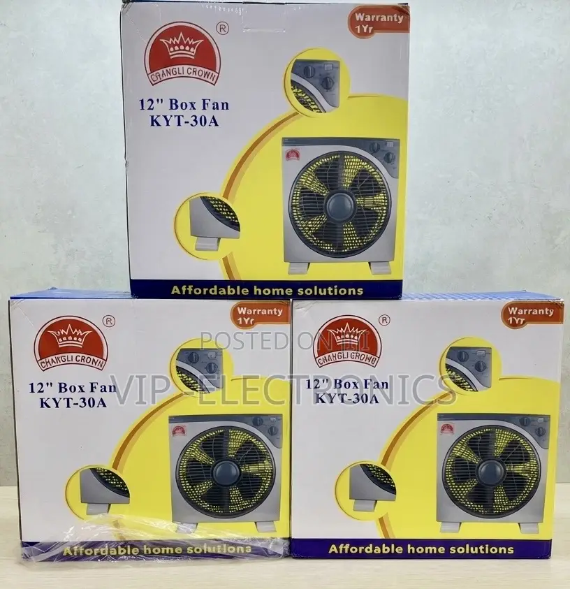 Changli Crown 12” Box Fan – KYT-30A (3 Pack)