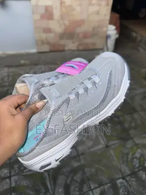 Skechers d'Lites Grey Slip-on Mule Sneakers - Air-Cooled Memory Foam