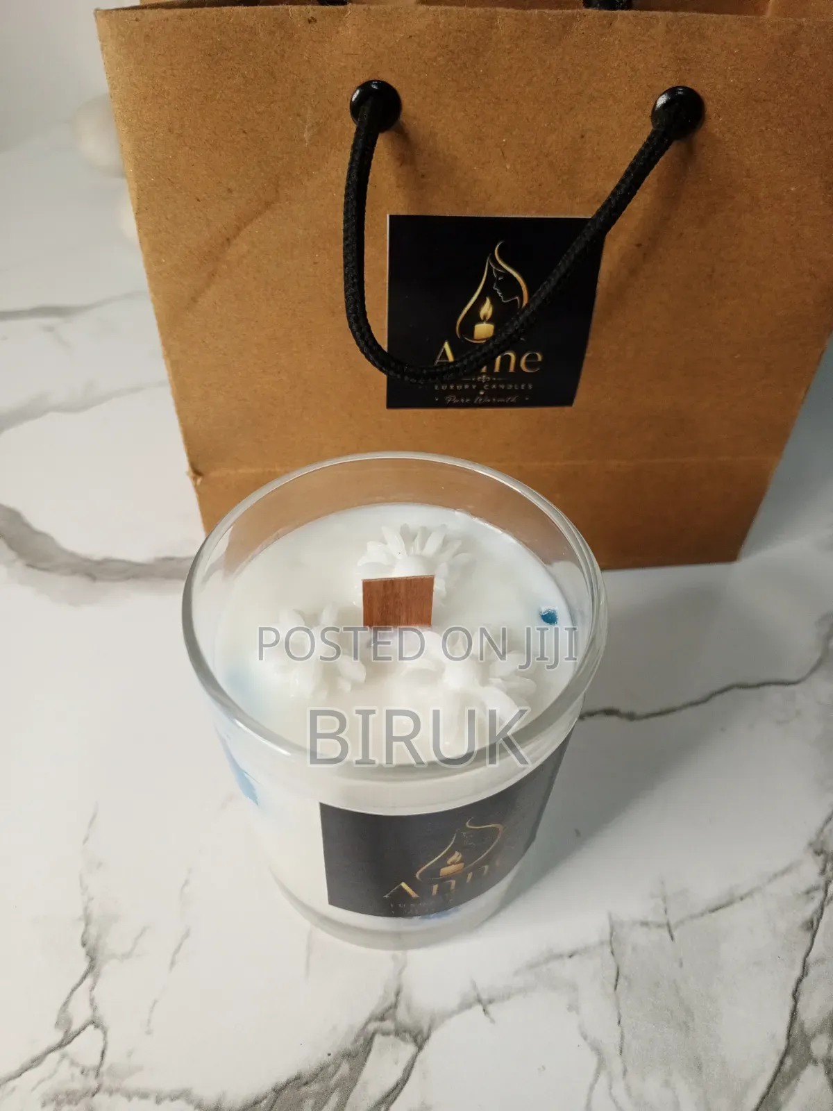Handmade Luxury Glass Candle (ሻማ)| Wooden Wick | Elegant Home Decor