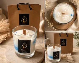 Handmade Luxury Glass Candle (ሻማ)| Wooden Wick | Elegant Home Decor