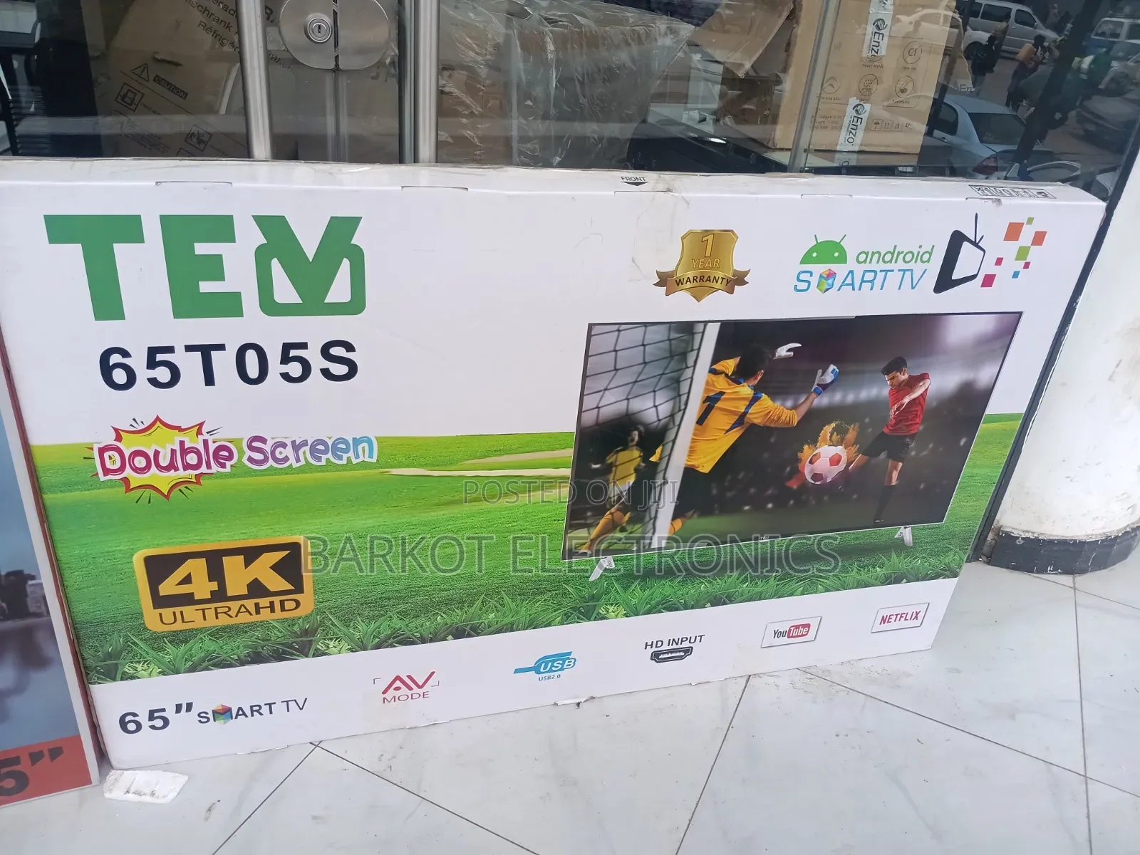 Tev Smart TV 65 Inch Andraid Doubel Gelass Secrin Adis 2026 Quality