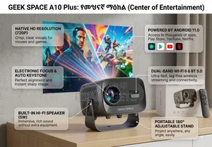  Geek Space A10 Plus - ዘመናዊና ተንቀሳቃሽ ፕሮጀክተር (Smart LED Projector)