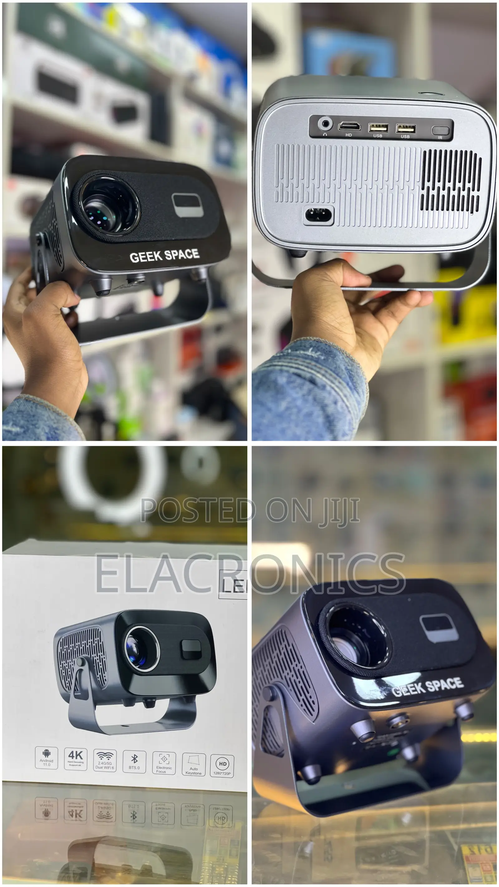 Geek Space Projector Android 11 WiFi6 (Portable Mini LED)
