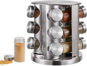 360° Rotating Stainless Steel 12pc Spice Rack