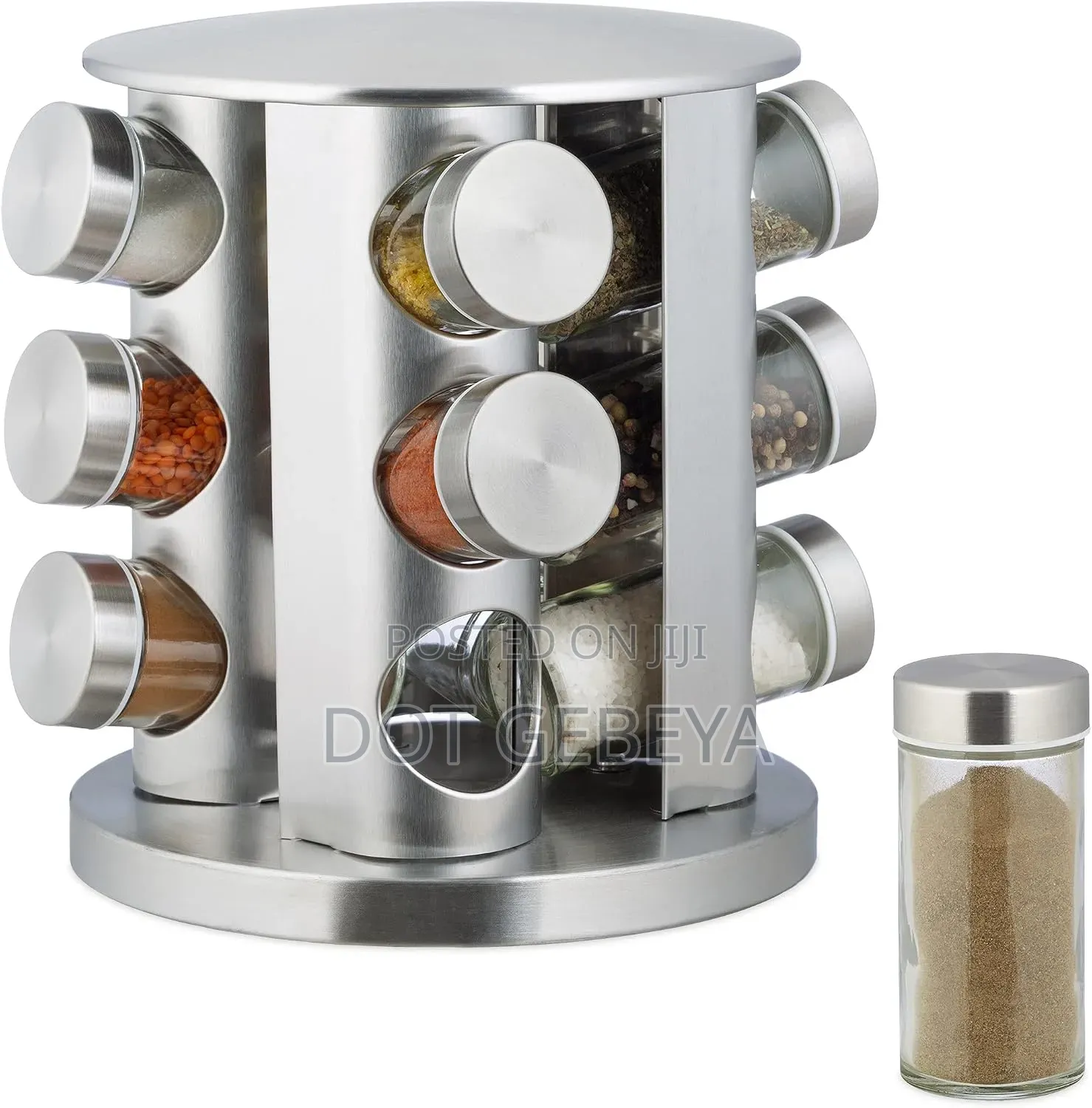 360° Rotating Stainless Steel 12pc Spice Rack