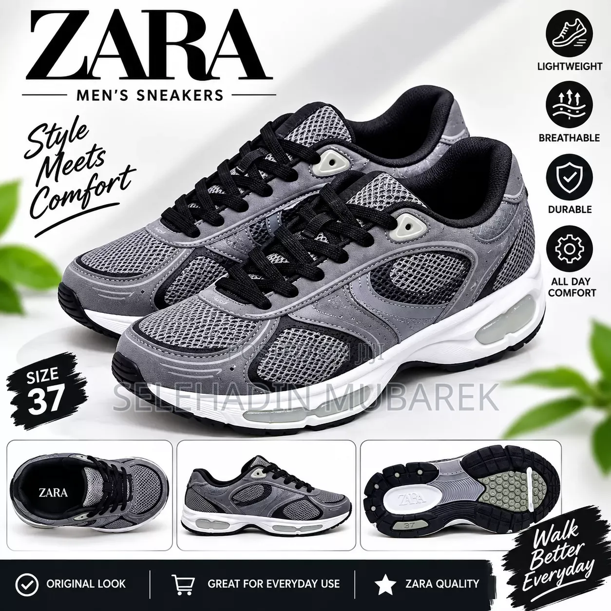 Men's Sport Shoes – Gray Black