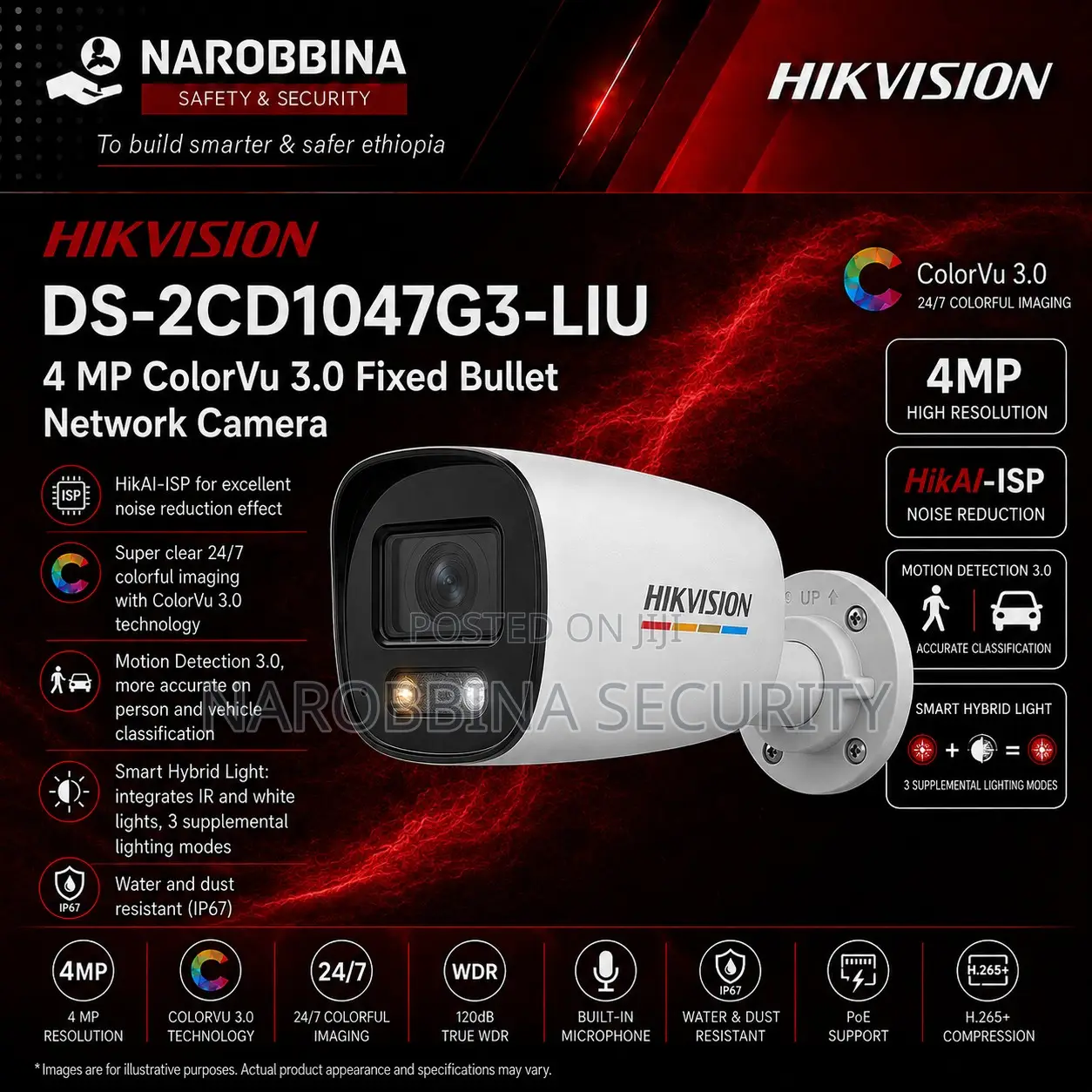 Hikvision 4MP Smart Hybrid Light Fixed Bullet Network Camera 4mm