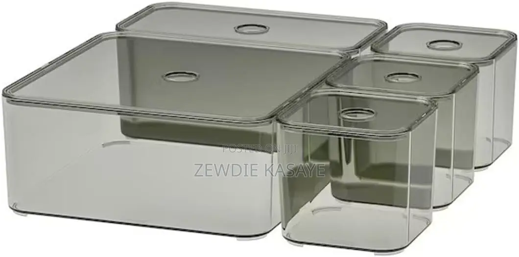 IKEA VISSLAÅN Box With Lid, Set of 5, Grey for Cosmotics