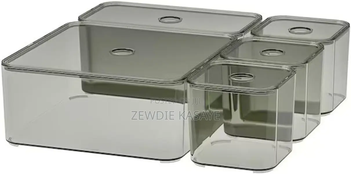 IKEA VISSLAÅN Box With Lid, Set of 5, Grey for Cosmotics