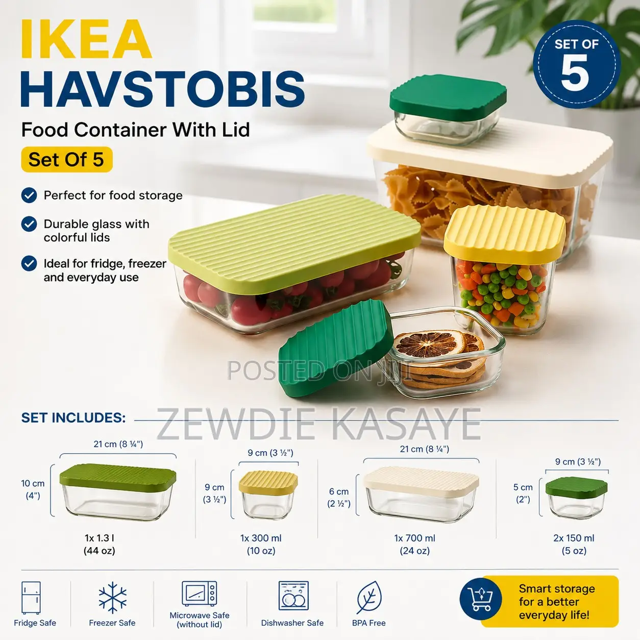IKEA Havstobis Food Container With Lid Set of 5