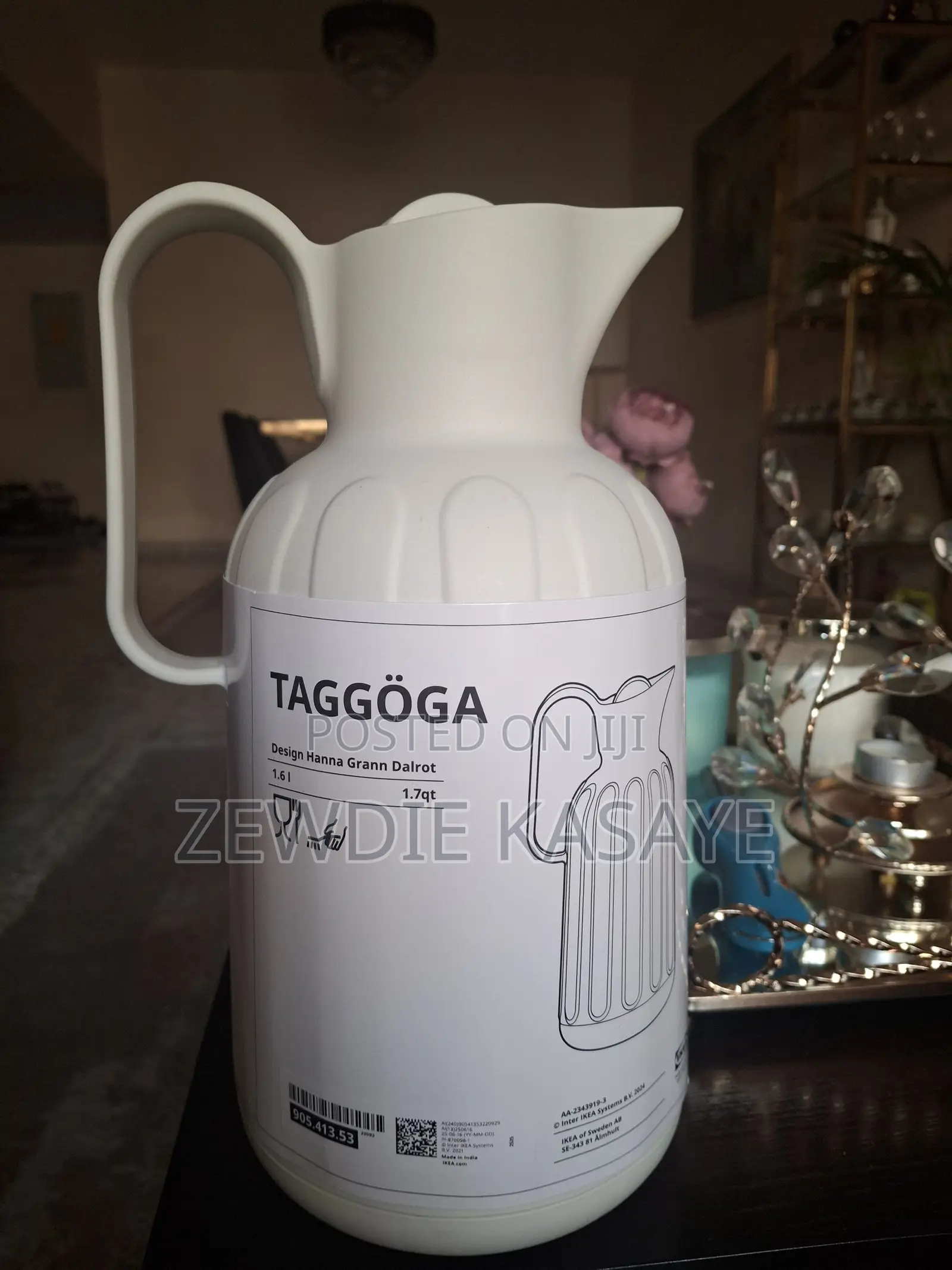 IKEA TAGGÖGAVacuum Flask ፔርሙስ 1.6 ሊተር , Off-White, 1.6 Liter