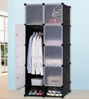 Modern Plastic and Metal Cubic Cloth Storage Cabinet