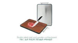 2in1 Double Sided Stainless Steel and Wooden Cutting Board