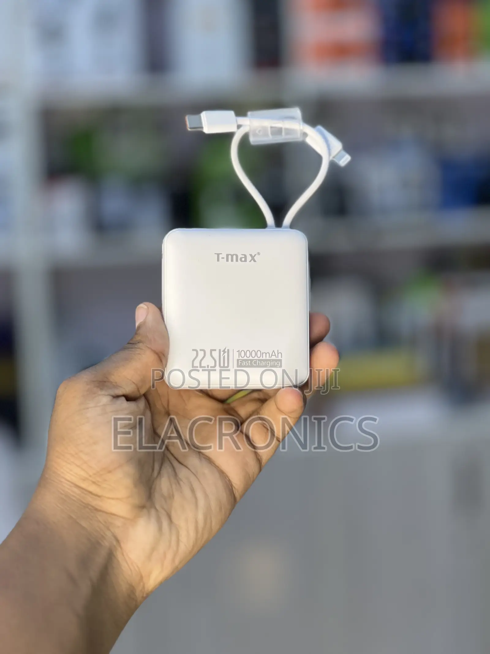 T-Max Power Bank 10000mAh 22.5W Built-in Cable (Fast Charge)