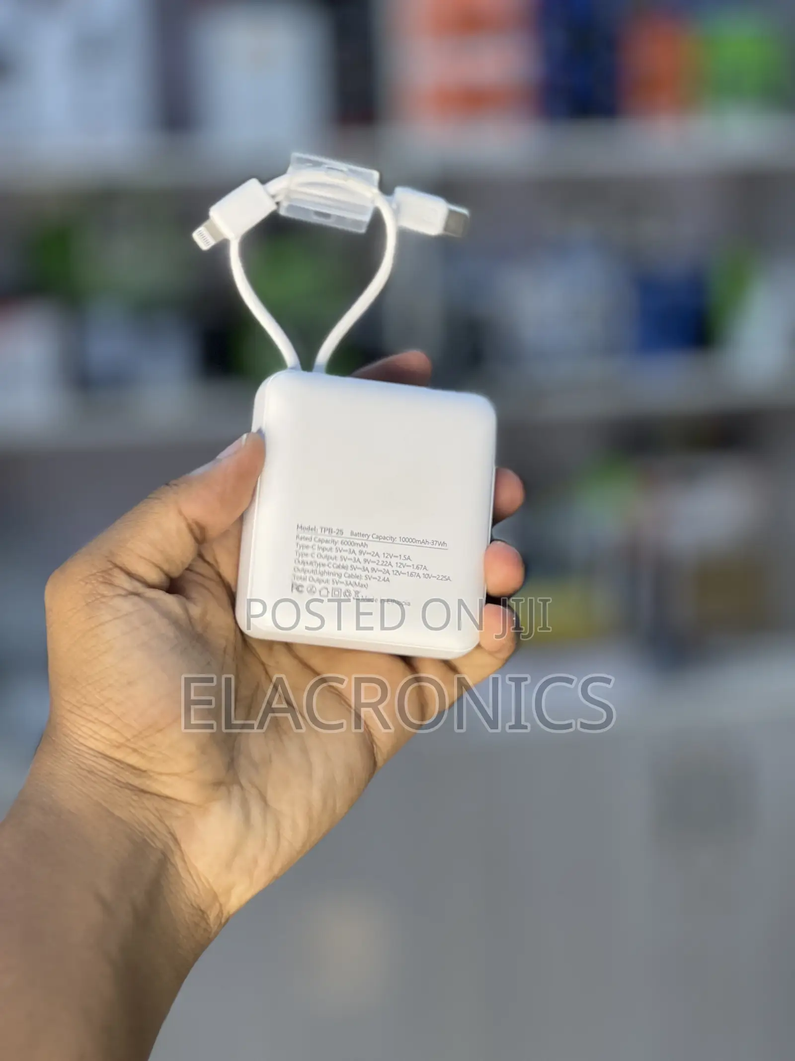 T-Max Power Bank 10000mAh 22.5W Built-in Cable (Fast Charge)
