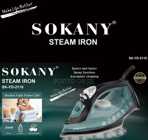 Sokany Iron Electric 2000W High Power Steamer Iron ሶካኒ ስቲም ካዉያ
