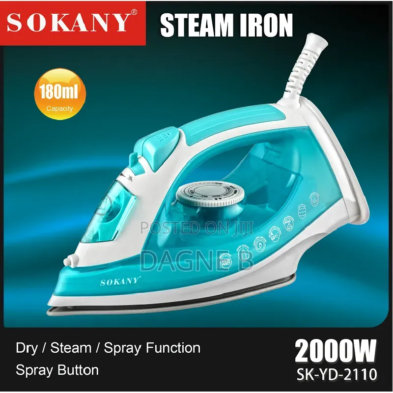 Sokany Iron Electric 2000W High Power Steamer Iron ሶካኒ ስቲም ካዉያ