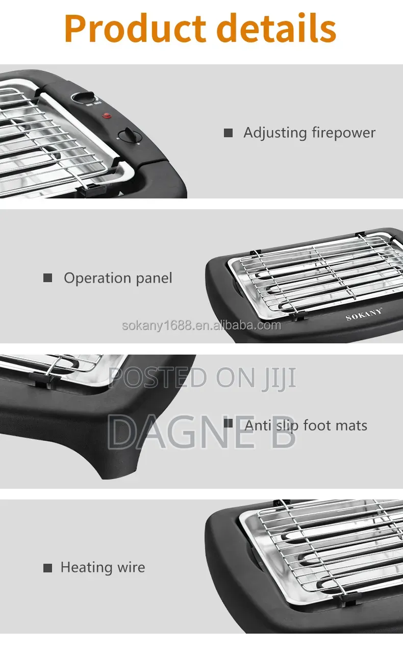 Sokany Electric Grill Non-Stick Coating ሶካኒ ኤልክትሪክ ግሪል መጥበሻ