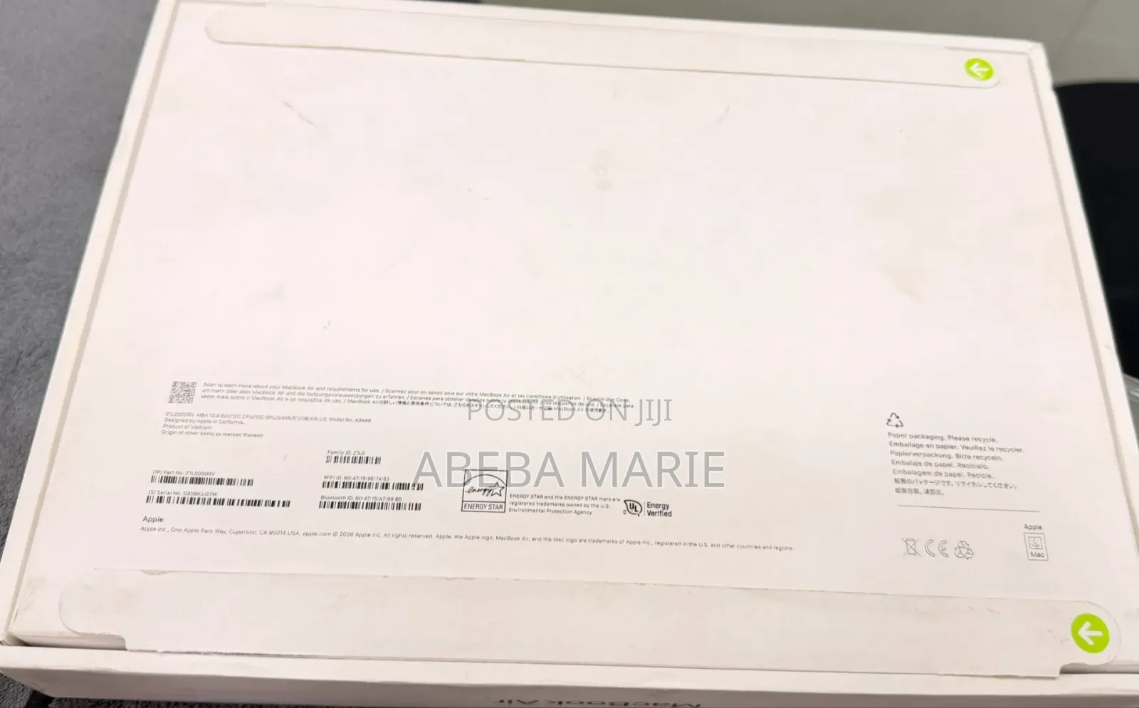New Laptop Apple MacBook Air 2026 M5 24GB Apple M5 SSD 512GB