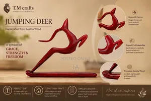 Jumping Deer – Handcrafted Wooden Sculpture