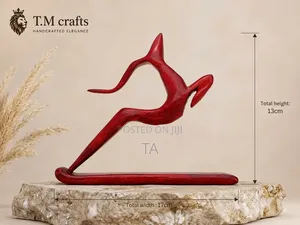 Jumping Deer – Handcrafted Wooden Sculpture