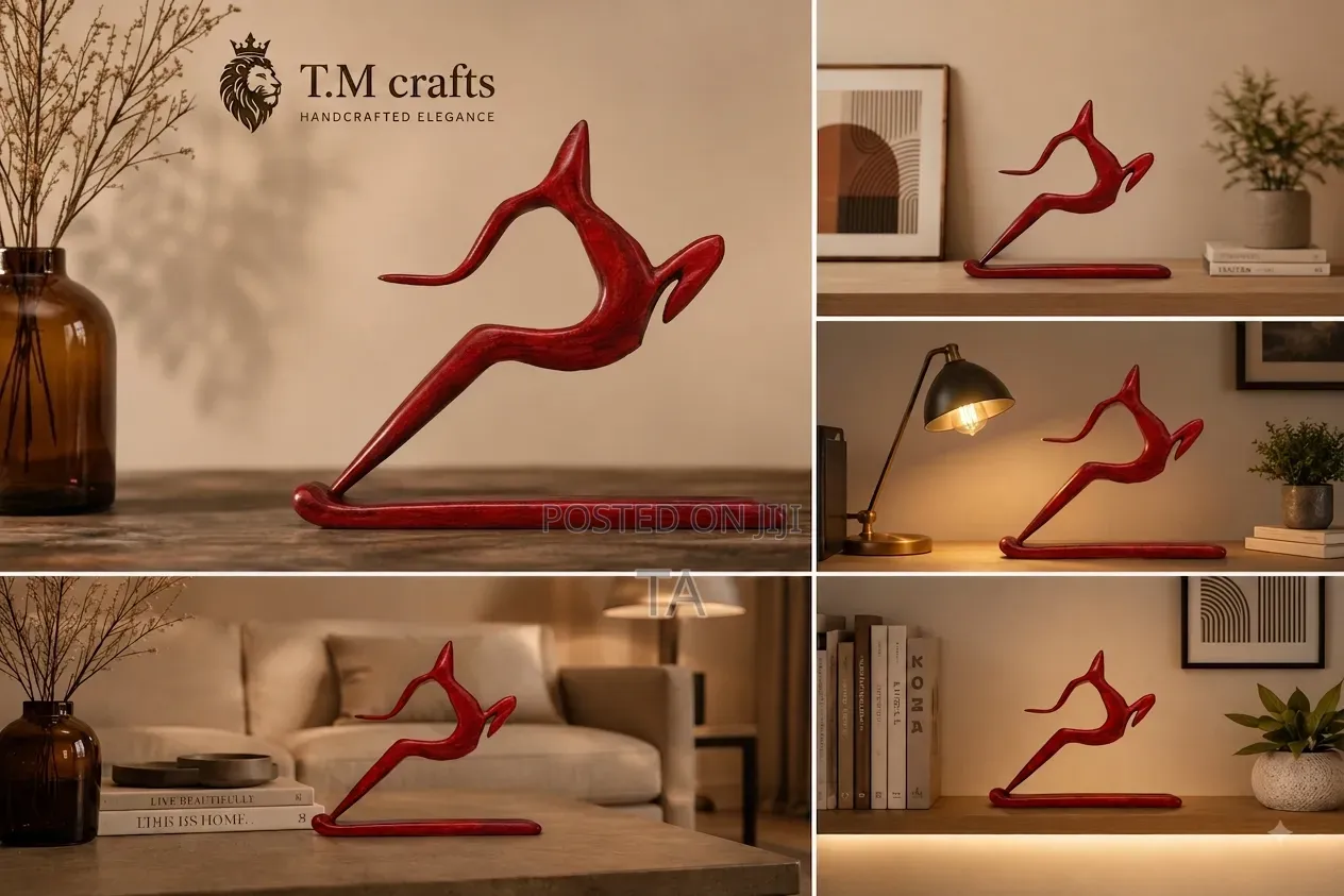 Jumping Deer – Handcrafted Wooden Sculpture