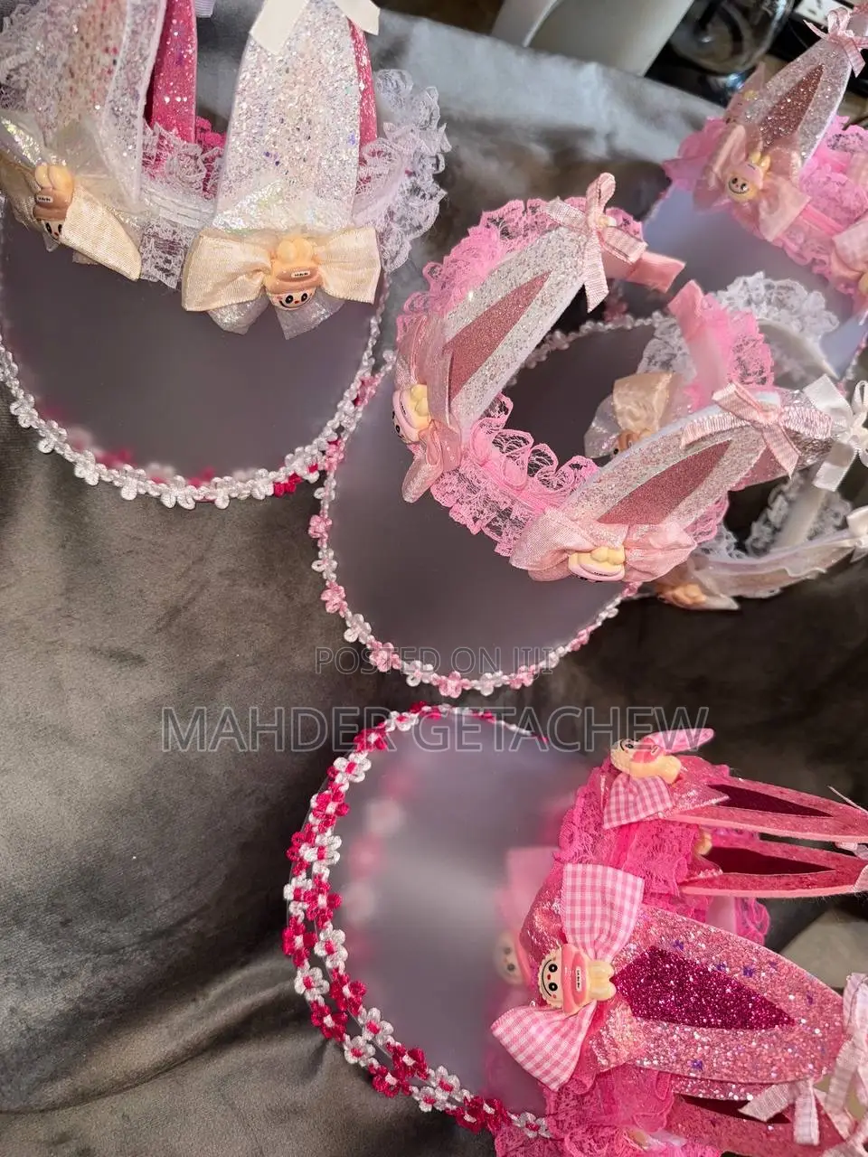 Pink White Party Hat Decoration Set