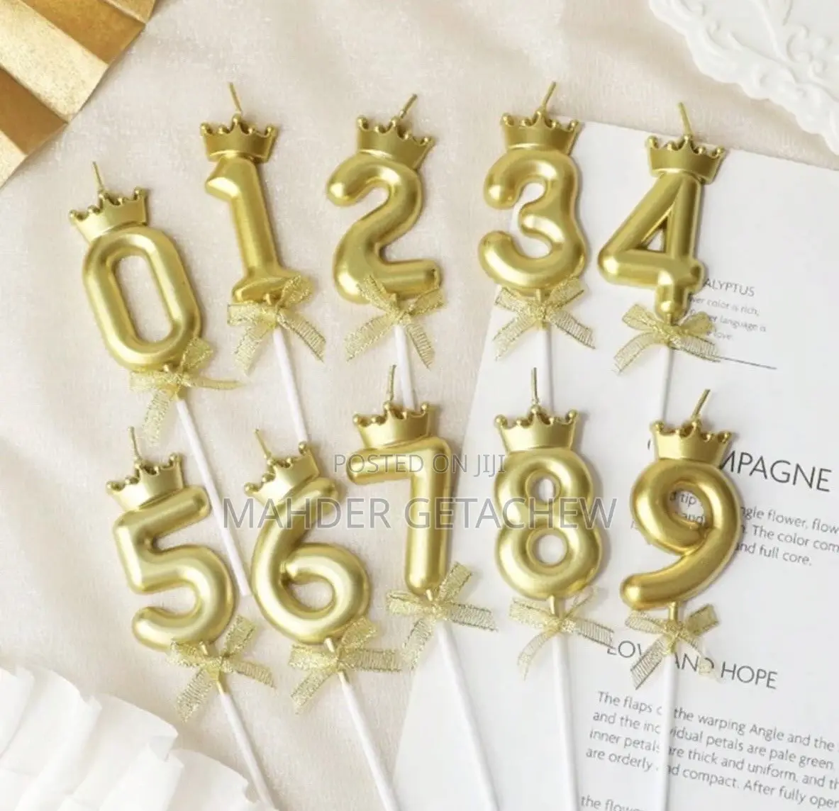 Gold Number Birthday Candles