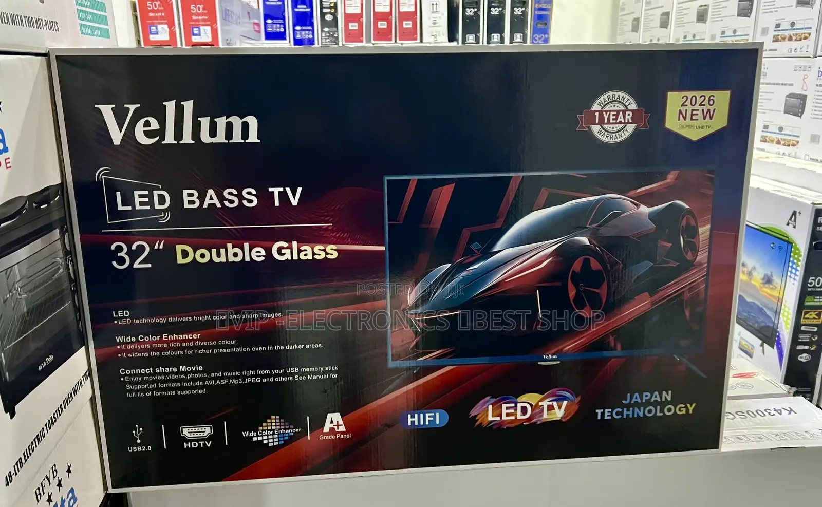 Vellum 32 Inch tvLED Bass TV Double Glass