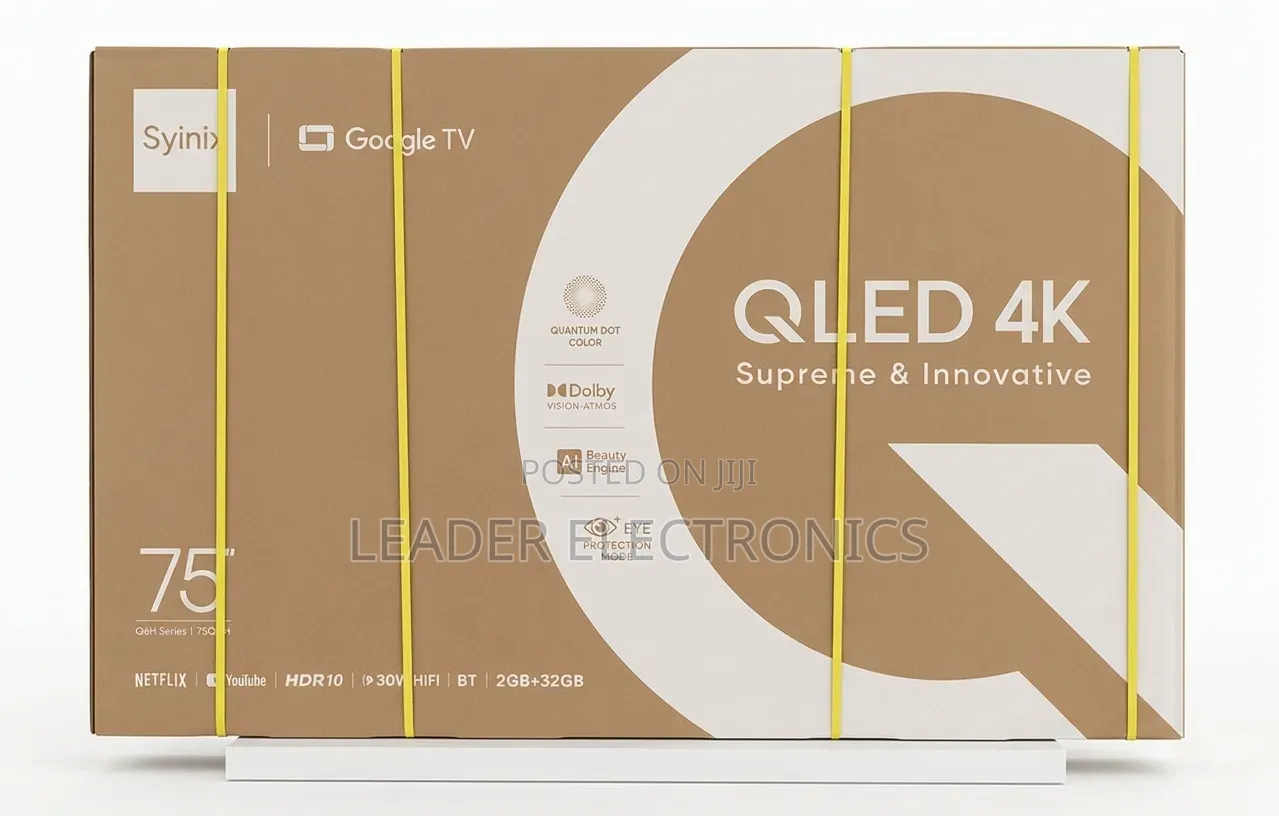 Syinix TV 75" Smart Google TV UHD QLED – Original | 3-Year Warranty