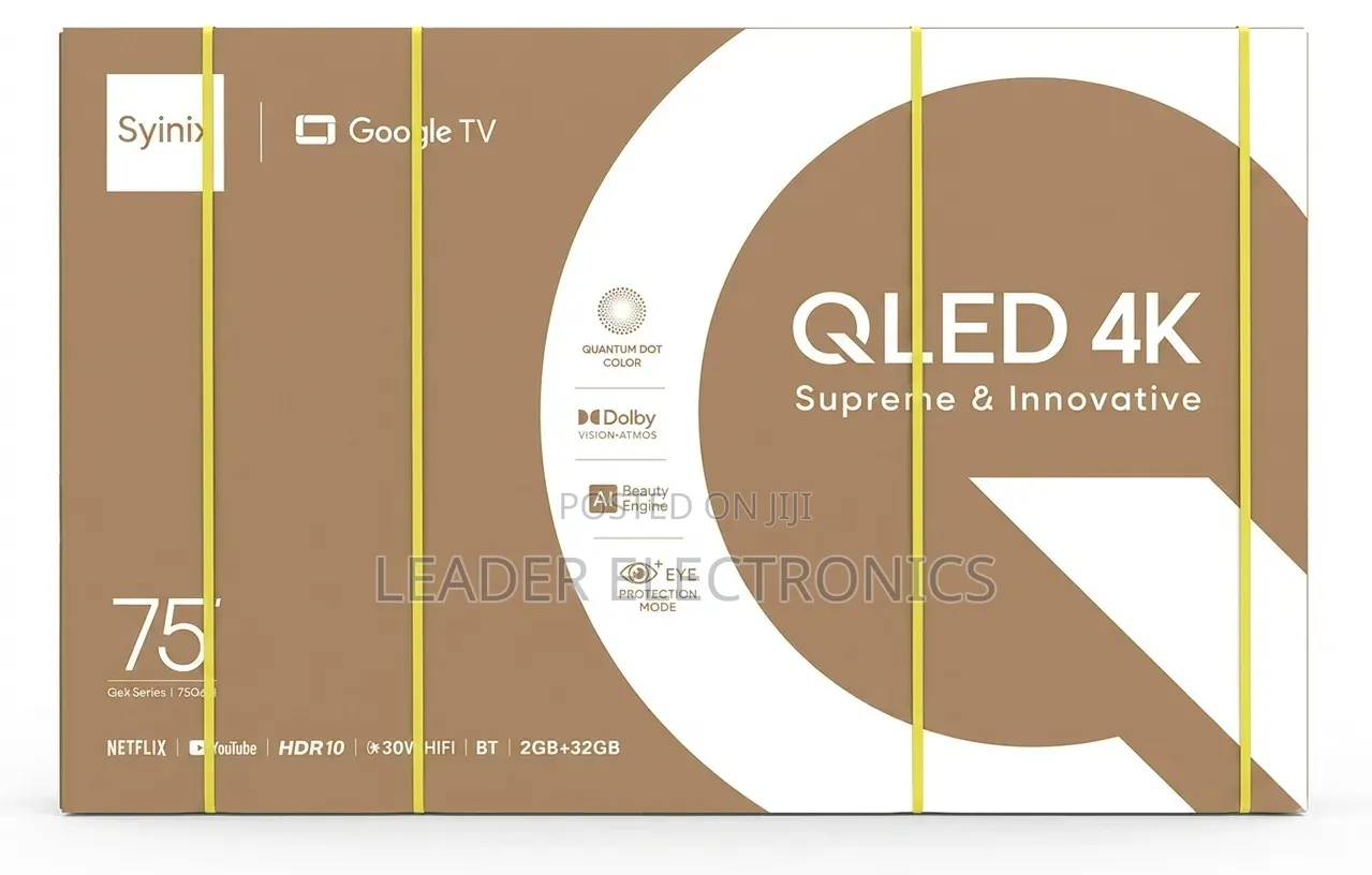 Syinix TV 75" Smart Google TV UHD QLED – Original | 3-Year Warranty