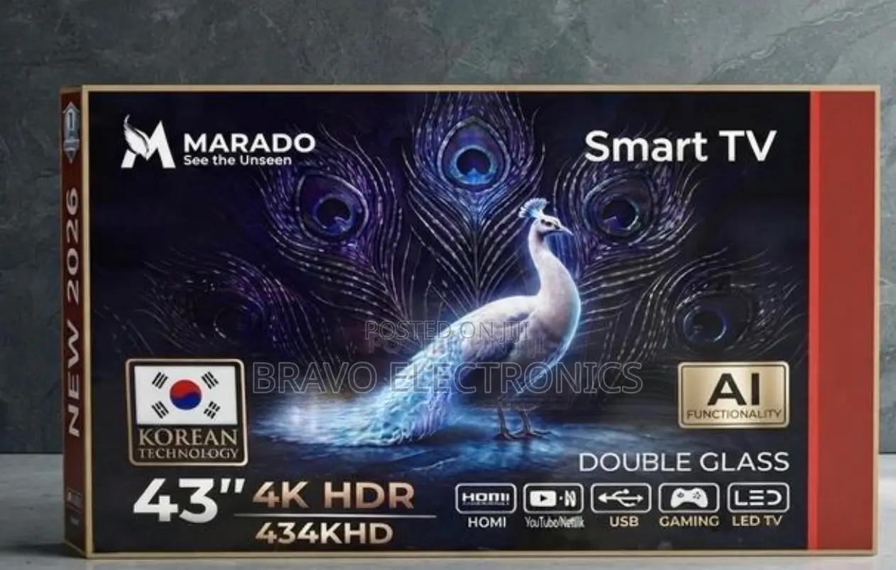 Marado 43” HDR Smart TV. Featuring Double Glass, HDR Resolution