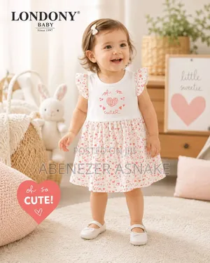 Londony Baby Girls Heart Graphic Raffle Detail Dress